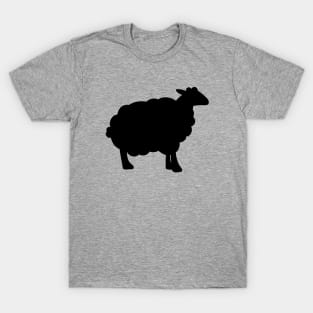 Sheep Silhouette Pattern in Black and Grey T-Shirt